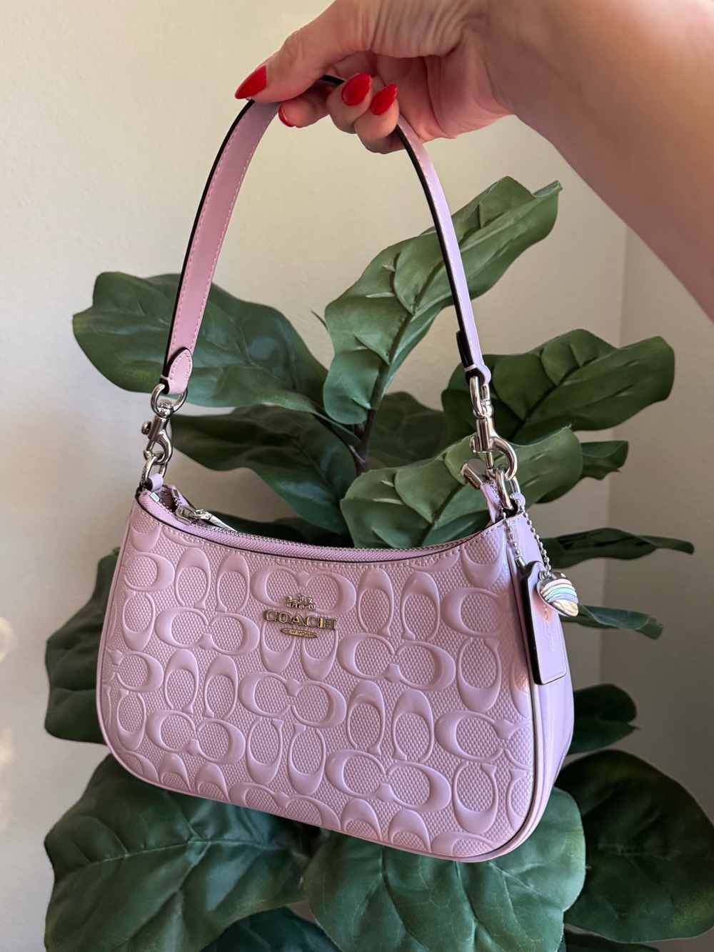 Coach Light Violet Patent Leather Signature Teri Shoulder Crossbody Bag